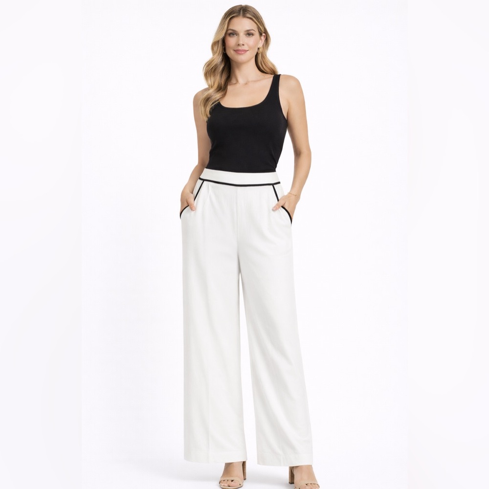Sienna Sky White Pants with Black Trim NEW size Large